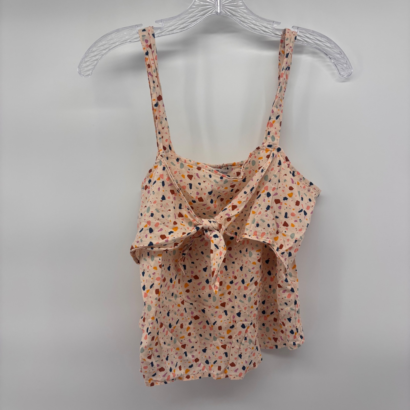 Madewell Terrazzo Print Sleeveless Tie-Front Ruffle Tank Top